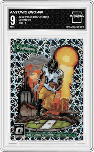 Antonio Brown from the 2018 Panini Donruss Optic set graded by Arena Club and given an overall grade of 9.