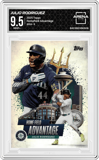 Julio Rodriguez	 from the 2025 Topps set graded by Arena Club and given an overall grade of 9.5.