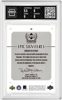 Ozzie Newsome from the 1999 Upper Deck Century Legends set graded by Arena Club and given an overall grade of 8.5.