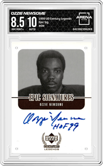 Ozzie Newsome from the 1999 Upper Deck Century Legends set graded by Arena Club and given an overall grade of 8.5.