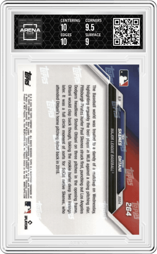 Paul Skenes/Shohei Ohtani  from the 2024 Topps Now set graded by Arena Club and given an overall grade of 9.5.