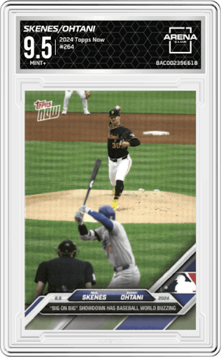 Paul Skenes/Shohei Ohtani  from the 2024 Topps Now set graded by Arena Club and given an overall grade of 9.5.