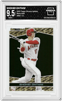Shohei Ohtani from the 2021 Topps Chrome Update   set graded by Arena Club and given an overall grade of 9.5.