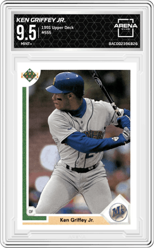 Ken Griffey Jr. from the 1991 Upper Deck set graded by Arena Club and given an overall grade of 9.5.