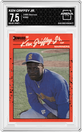 Ken Griffey Jr. from the 1990 Donruss set graded by Arena Club and given an overall grade of 7.5.