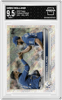 Greg Holland from the 2022 Topps  Series 1 set featuring a Foilboard Retail parallel graded by Arena Club and given an overall grade of 9.5.