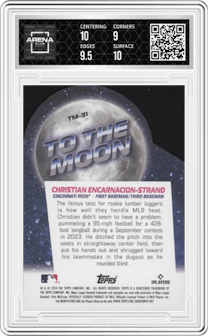 Christian Encarnacion-Strand  from the 2024 Topps Big League set graded by Arena Club and given an overall grade of 9.5.