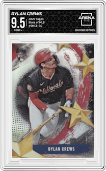 Dylan Crews from the 2025 Topps set graded by Arena Club and given an overall grade of 9.5.