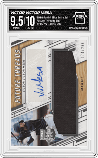 Victor Victor Mesa from the 2019 Panini Elite Extra Edition set graded by Arena Club and given an overall grade of 9.5.