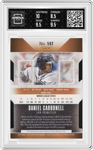 Daniel Carbonell from the 2015 Panini Elite Extra Edition set graded by Arena Club and given an overall grade of 9.