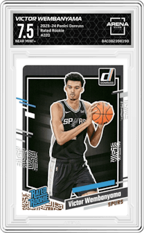 Victor Wembanyama from the 2023-24 Panini Donruss set graded by Arena Club and given an overall grade of 7.5.