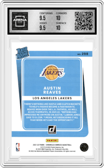 Austin Reeves from the 2021-22 Panini Chronicles set graded by Arena Club and given an overall grade of 10.