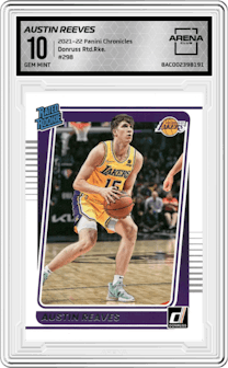 Austin Reeves from the 2021-22 Panini Chronicles set graded by Arena Club and given an overall grade of 10.