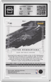 Victor Wembanyama from the 2023-24 Panini Impeccable set featuring a Silver parallel graded by Arena Club and given an overall grade of 10.