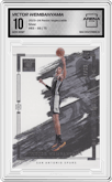 Victor Wembanyama from the 2023-24 Panini Impeccable set featuring a Silver parallel graded by Arena Club and given an overall grade of 10.