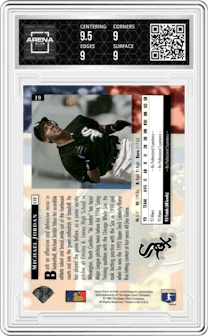 Michael Jordan from the 1994 Upper Deck set featuring a Electric Diamond parallel graded by Arena Club and given an overall grade of 9.