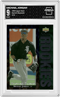 Michael Jordan from the 1994 Upper Deck set featuring a Electric Diamond parallel graded by Arena Club and given an overall grade of 9.