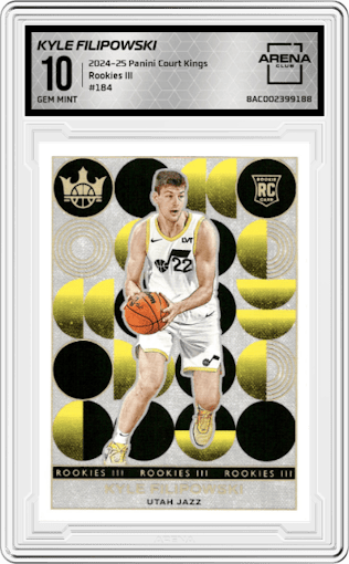 Kyle Filipowski  from the 2024-25 Panini Court Kings set graded by Arena Club and given an overall grade of 10.