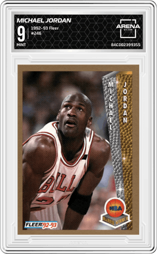 Michael Jordan from the 1992-93 Fleer  set graded by Arena Club and given an overall grade of 9.