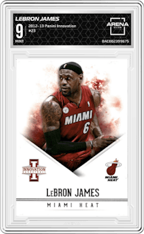 LeBron James from the 2012-13 Panini Innovation set graded by Arena Club and given an overall grade of 9.