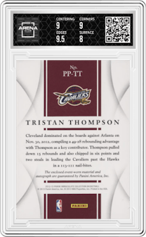 Tristan Thompson from the 2012-13 Panini Immaculate Collection set graded by Arena Club and given an overall grade of 8.5.