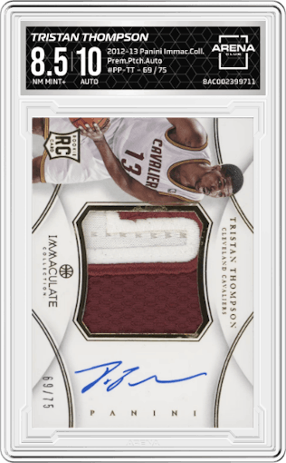 Tristan Thompson from the 2012-13 Panini Immaculate Collection set graded by Arena Club and given an overall grade of 8.5.