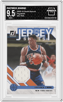 Patrick Ewing from the 2020-21 Panini Donruss set graded by Arena Club and given an overall grade of 9.5.