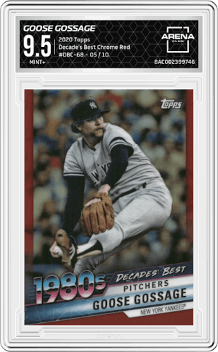 Goose Gossage from the 2020 Topps Series 2 set featuring a Red parallel graded by Arena Club and given an overall grade of 9.5.