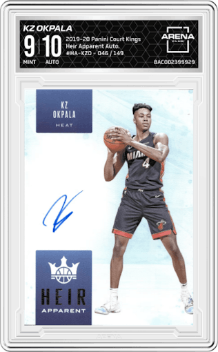KZ Okpala from the 2019-20 Panini Court Kings set graded by Arena Club and given an overall grade of 9.