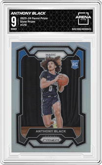 Anthony Black from the 2023-24 Panini Prizm set featuring a Silver Prizm  parallel graded by Arena Club and given an overall grade of 9.