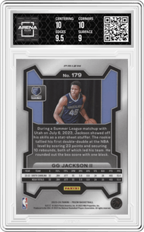 GG Jackson II from the 2023-24 Panini Prizm set featuring a Green Prizm parallel graded by Arena Club and given an overall grade of 9.5.