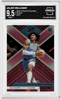 Jalen Williams from the 2022-23 Panini Chronicles  set featuring a Pink parallel graded by Arena Club and given an overall grade of 9.5.