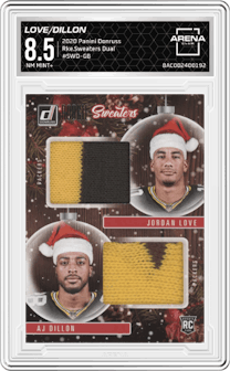 Jordan Love/AJ Dillon from the 2020 Panini Donruss set graded by Arena Club and given an overall grade of 8.5.