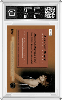 Anthony Black from the 2023-24 Finest set featuring a Red Refractor parallel graded by Arena Club and given an overall grade of 9.5.