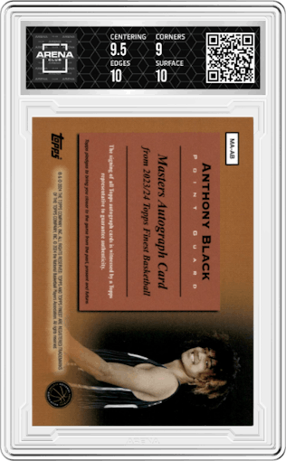 Anthony Black from the 2023-24 Finest set featuring a Red Refractor parallel graded by Arena Club and given an overall grade of 9.5.