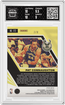 Pat Connaughton from the 2022-23 Panini Flux set featuring a Lucky Envelopes parallel graded by Arena Club and given an overall grade of 9.5.