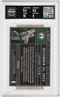 Jayson Tatum from the 2023-24 Panini One and One set graded by Arena Club and given an overall grade of 9.5.