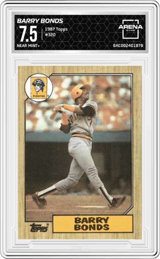 Barry Bonds from the 1987 Topps set graded by Arena Club and given an overall grade of 7.5.