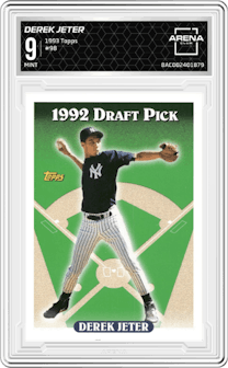 Derek Jeter from the 1993 Topps set graded by Arena Club and given an overall grade of 9.