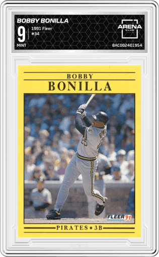 Bobby Bonilla from the 1991 Fleer set graded by Arena Club and given an overall grade of 9.
