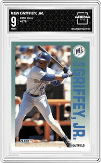 Ken Griffey, Jr. from the 1992 Fleer set graded by Arena Club and given an overall grade of 9.
