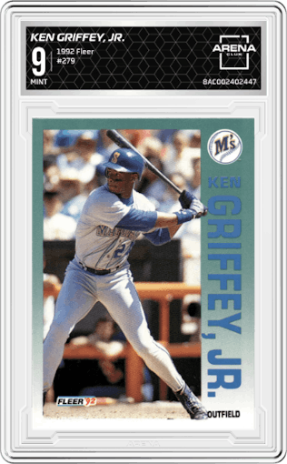 Ken Griffey, Jr. from the 1992 Fleer set graded by Arena Club and given an overall grade of 9.