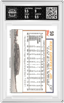 Ken Griffey, Jr. from the 1992 Topps set graded by Arena Club and given an overall grade of 9.5.