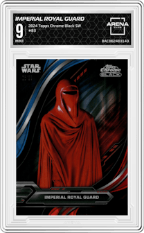 Imperial Royal Guard from the 2024 Topps Chrome Black Star Wars set graded by Arena Club and given an overall grade of 9.
