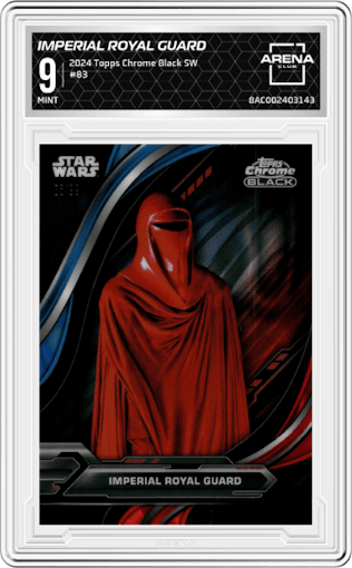 Imperial Royal Guard from the 2024 Topps Chrome Black Star Wars set graded by Arena Club and given an overall grade of 9.
