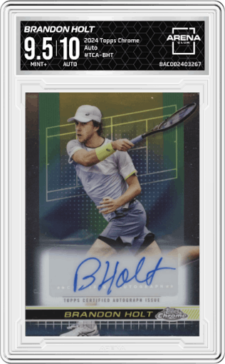 Brandon Holt from the 2024 Topps Chrome set graded by Arena Club and given an overall grade of 9.5.