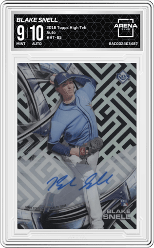 Blake Snell from the 2016 Topps High Tek set graded by Arena Club and given an overall grade of 9.