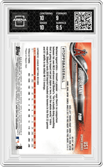 Shohei Ohtani from the 2018 Topps Update set graded by Arena Club and given an overall grade of 9.5.