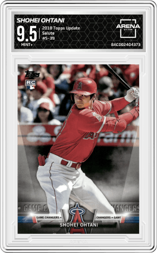 Shohei Ohtani from the 2018 Topps Update set graded by Arena Club and given an overall grade of 9.5.