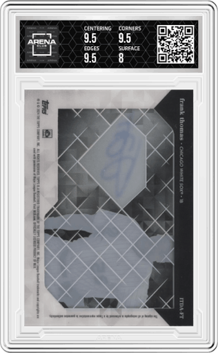 Frank Thomas from the 2024 Topps Diamond Icons set featuring a Canary Diamond parallel graded by Arena Club and given an overall grade of 8.5.